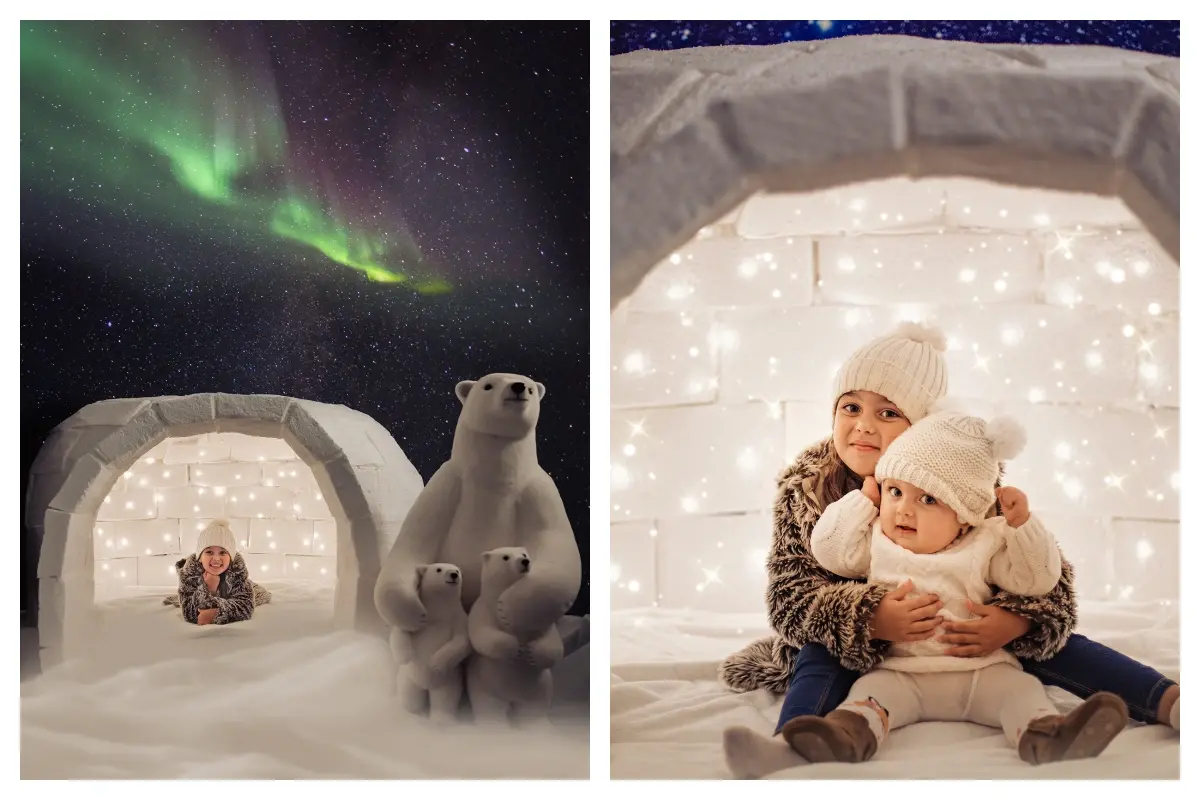 Igloo aurore boreale photo noel